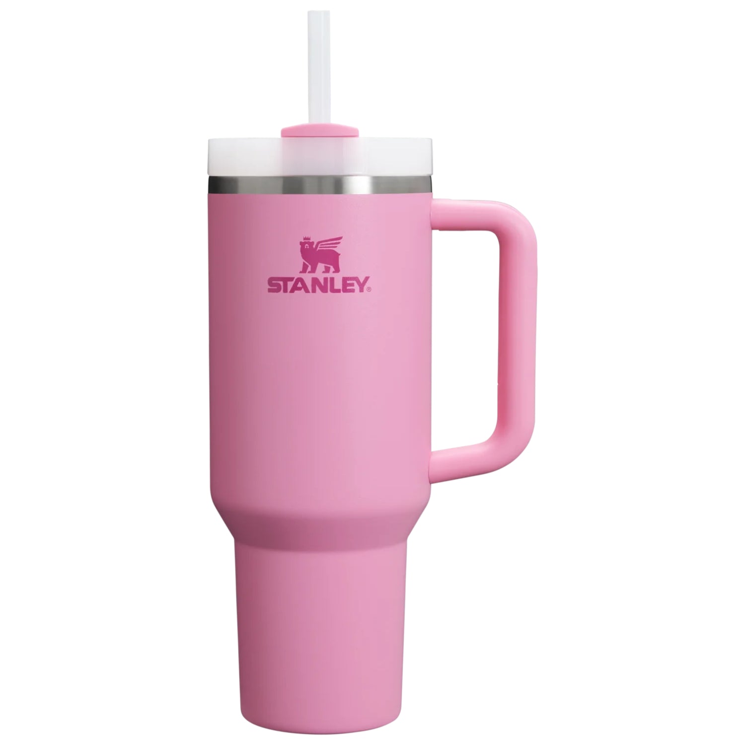 Vaso Stanley Quencher 40 oz Honduras en color rosa con tapa y popote para bebidas frías